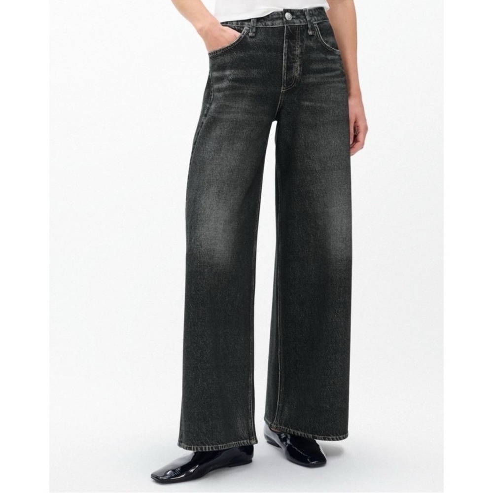 Rag & Bone Miramar Sofie Wide-Leg Pants Sweatpant Jeans Washed Black 32